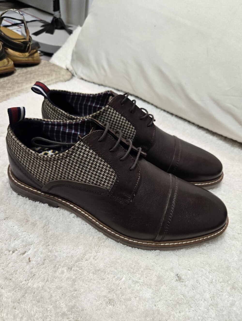 Ben Sherman houndstooth print and black Oxford dress shoes Sz 10 Like New